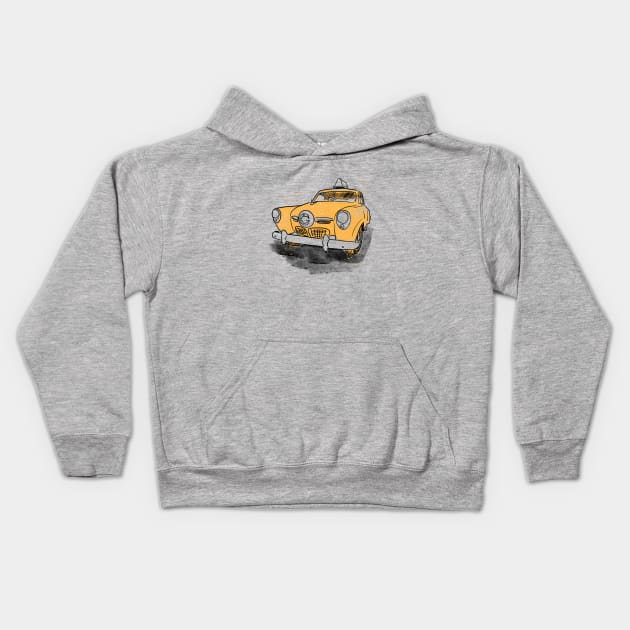 Yellow Classic Taxi Kids Hoodie by MikeBrennanAD